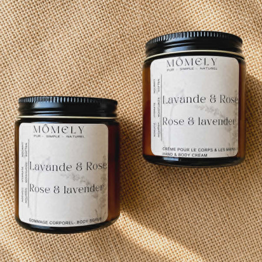 Duo crème hydratante et gommage pour le corps: Lavande & Rose