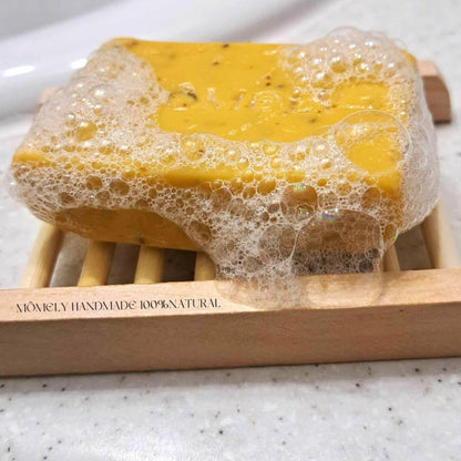 Trio savon-porte savon et pochette exfoliante